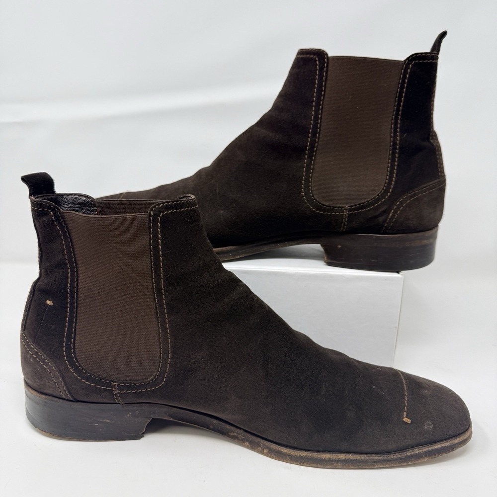 Vintage Costume National Homme Chelsea Boots Men's Size 10 Suede Chocolate Brown - Picture 2 of 12